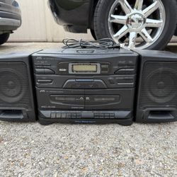 JVC PC-XC110 Portable CD/Dual Cassette Receiver System Tested Work No Remote