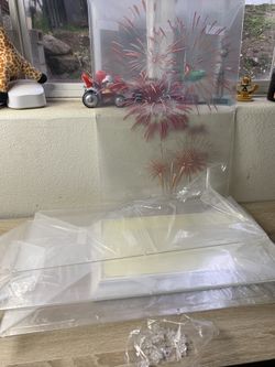 Acrylic display box with fireworks in the back