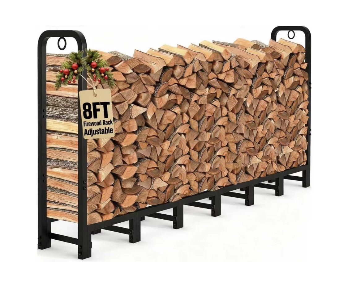 8ft Firewood Log Rack Outdoor Heavy Duty X(28)