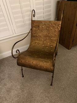 Vintage Maitland-Smith Hammered Copper & Wrought Iron Sling Chair