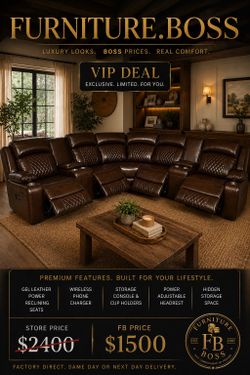 Brown Leather Sectional with Power Reclining Seats