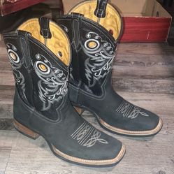 La Sierra Jr’s Nobuck Black Square Toe Boot Western Boots Men’s