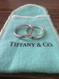 2 Stackable Tiffany & Co. Perretti Diamond & Ruby Sterling Silver Ring Set, Size 5’s