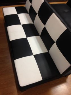 White and black checkered futon