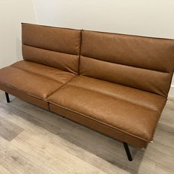 Faux Leather Sleeper Sofa