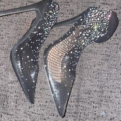 Diamond Fishnet Heels 6.5