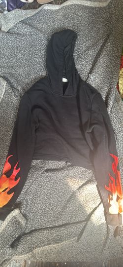 cropped fire hoodie