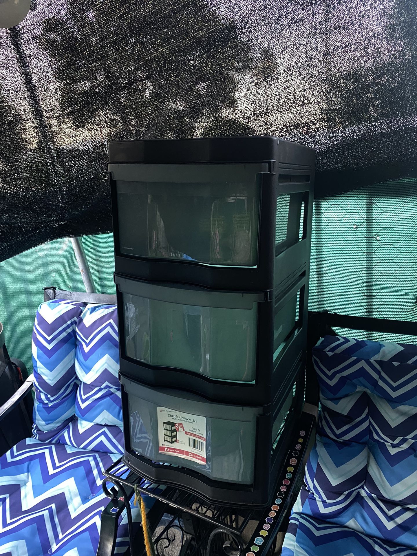Black 3 Plastic Drawers