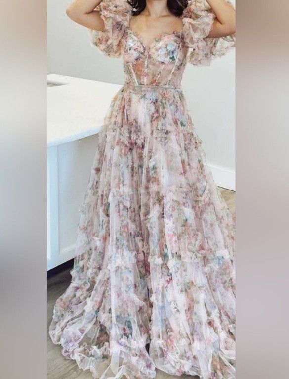 White Floral Bridal/Formal/Prom Dress