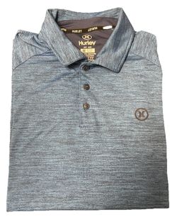 Men's Hurley Ultra Soft Moisture Wicking Performance Polo Shirt Blue Medium
