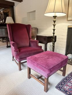 Cabernet Suede Wing Back Chair and Ottoman