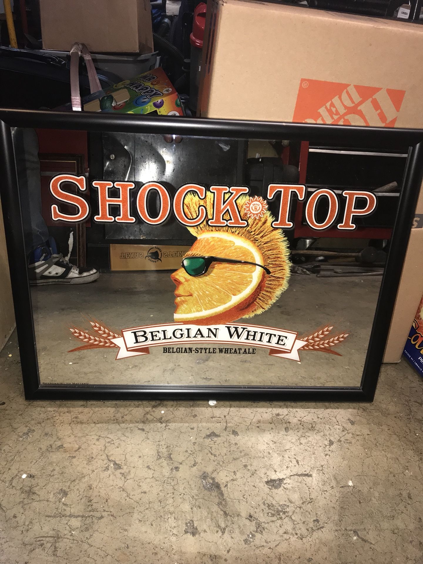 🍺 Shock Top Belgian White Ale Advertising Mirror 🍻