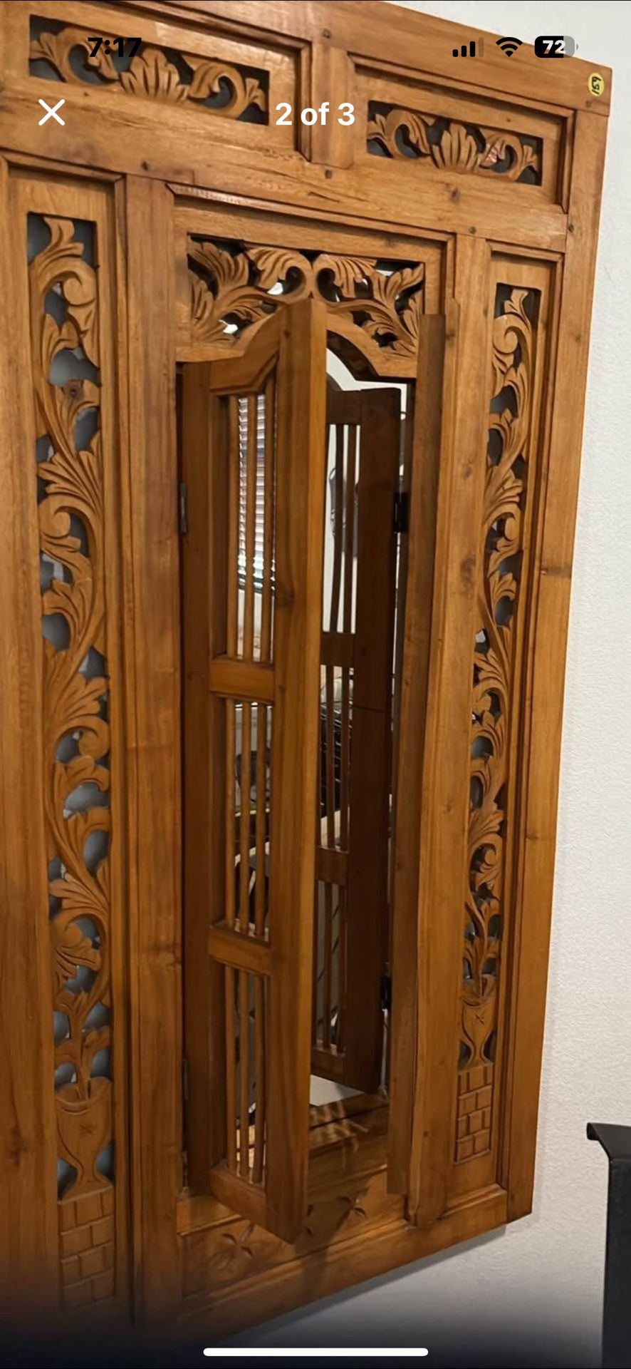 Beautiful hand, carve wall Panel Cabinet Mirror a Must See