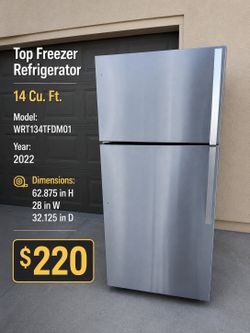 Whirlpool 14 Cu. Ft. Top Freezer Refrigerator – $220