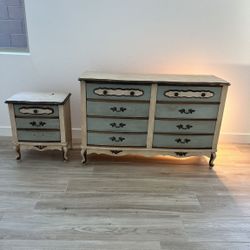 French Provincial Dresser And Side Table