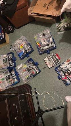 Fishing Tackle Lot with Multiple Tackle Boxes