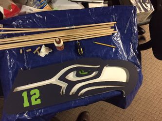 Home made Seattle Seahawks sign with lights