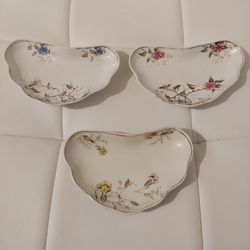 Antique English Bone China 6" Candy Dishes Lot of 3 (2 W. & E. Corn + 1 Unknown)