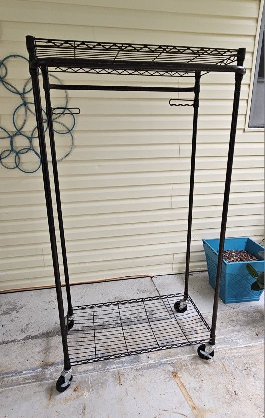 Double Rolling Garment Rack Bronze Finish