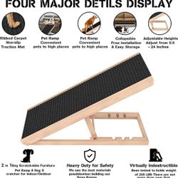 SASRL Adjustable Pet Ramp for All Dogs and Cats - Folding Portable Dog Ramp for Couch or Bed with Non Slip Carpet Surface, 40”Long and Height Adjustab