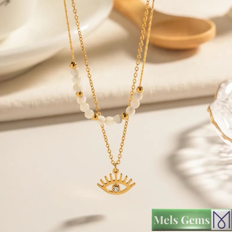 🎊18k Gold Plated Devil’s Eye & pearl Necklace