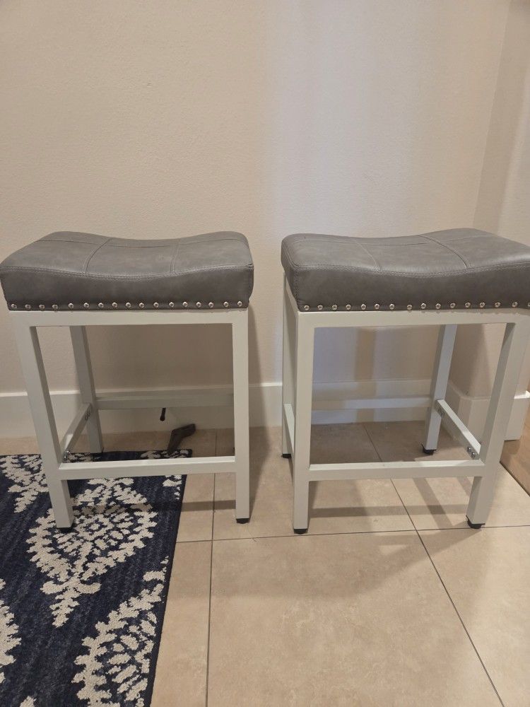 2 Gray Bar Stools