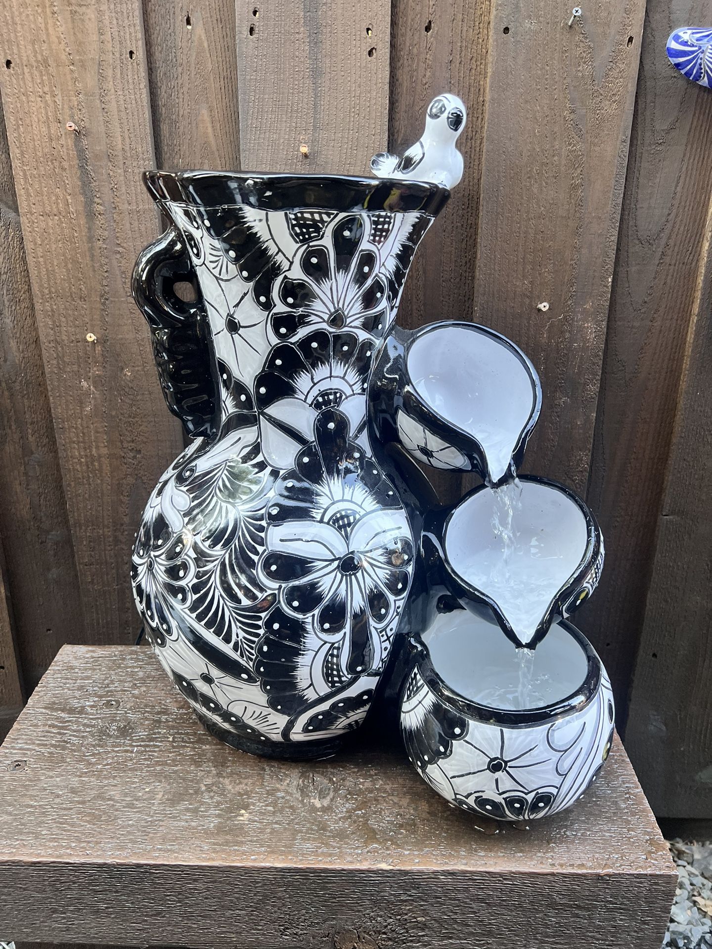 Mexican Talavera Water Fountain, Pottery, Clay Pot, Planter.