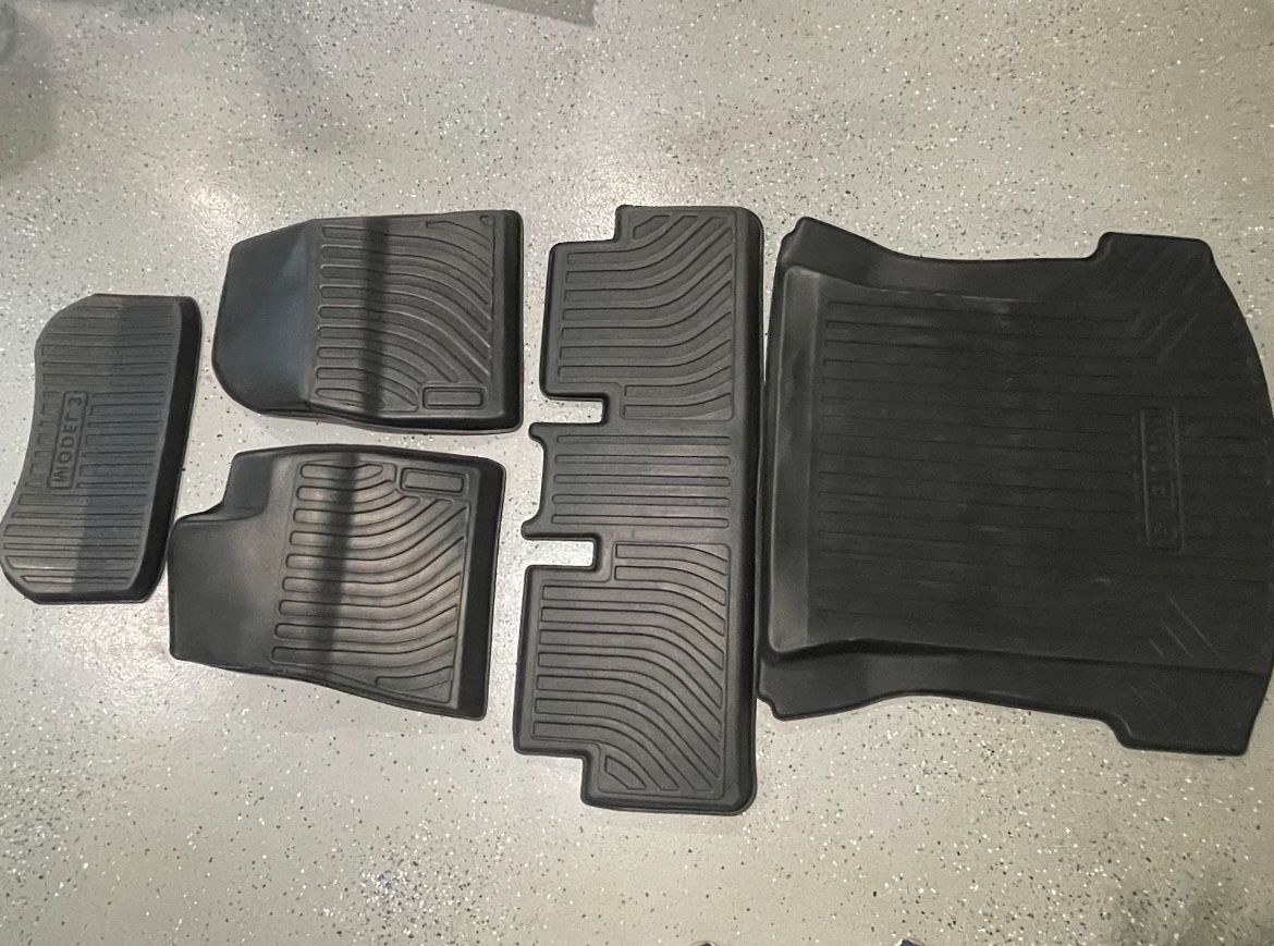 2021 2022 2023 Tesla Model 3 6 Piece All Weather Rubber Floor Mats 
