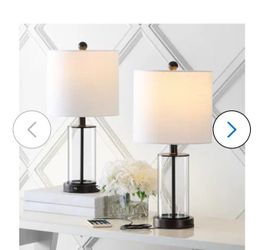 2 modern table lamps black and glass $65