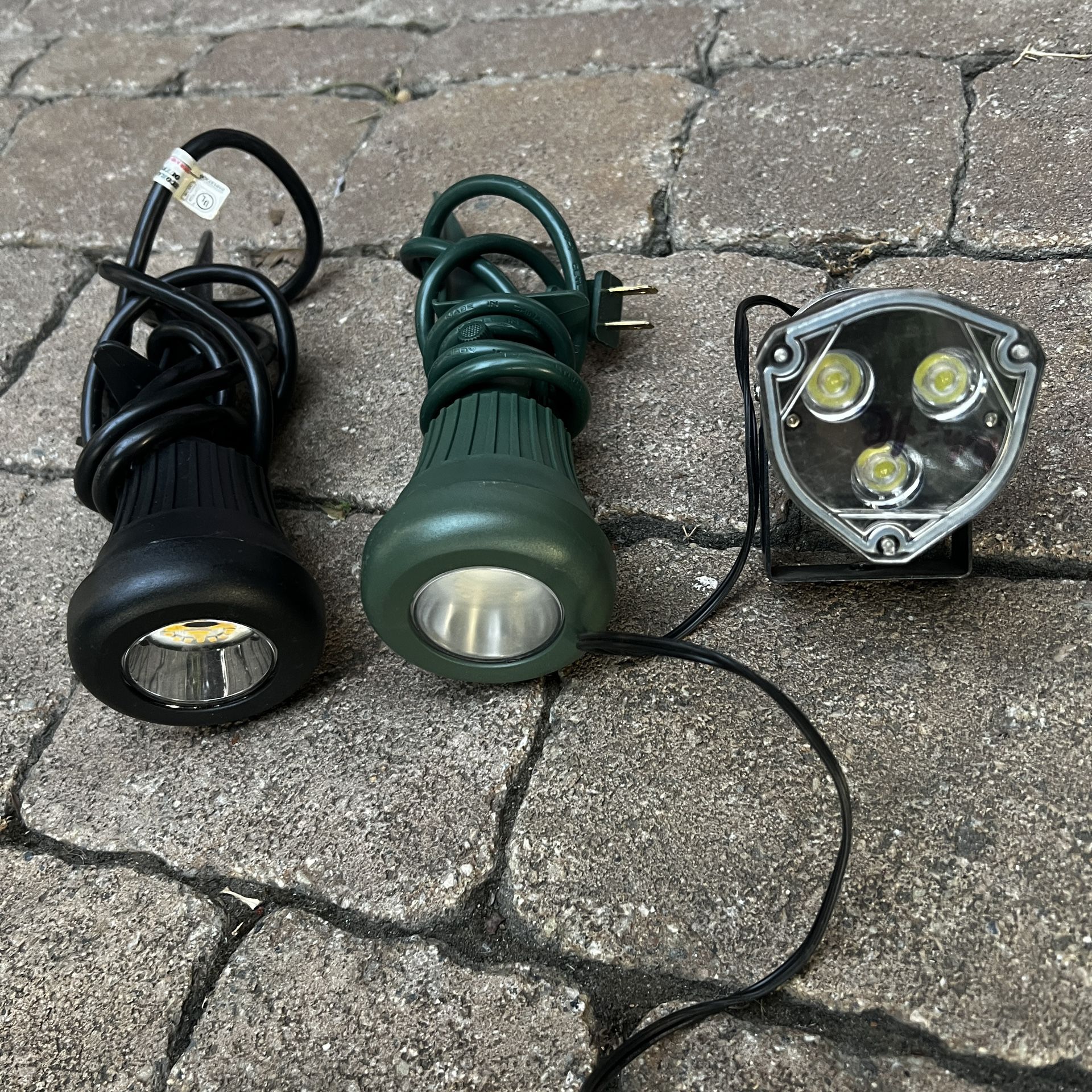 Bundle Of 3 White Yard Lights Spotlights -$10