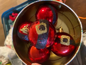 Red Santa Belt Christmas Ball Ornaments Set