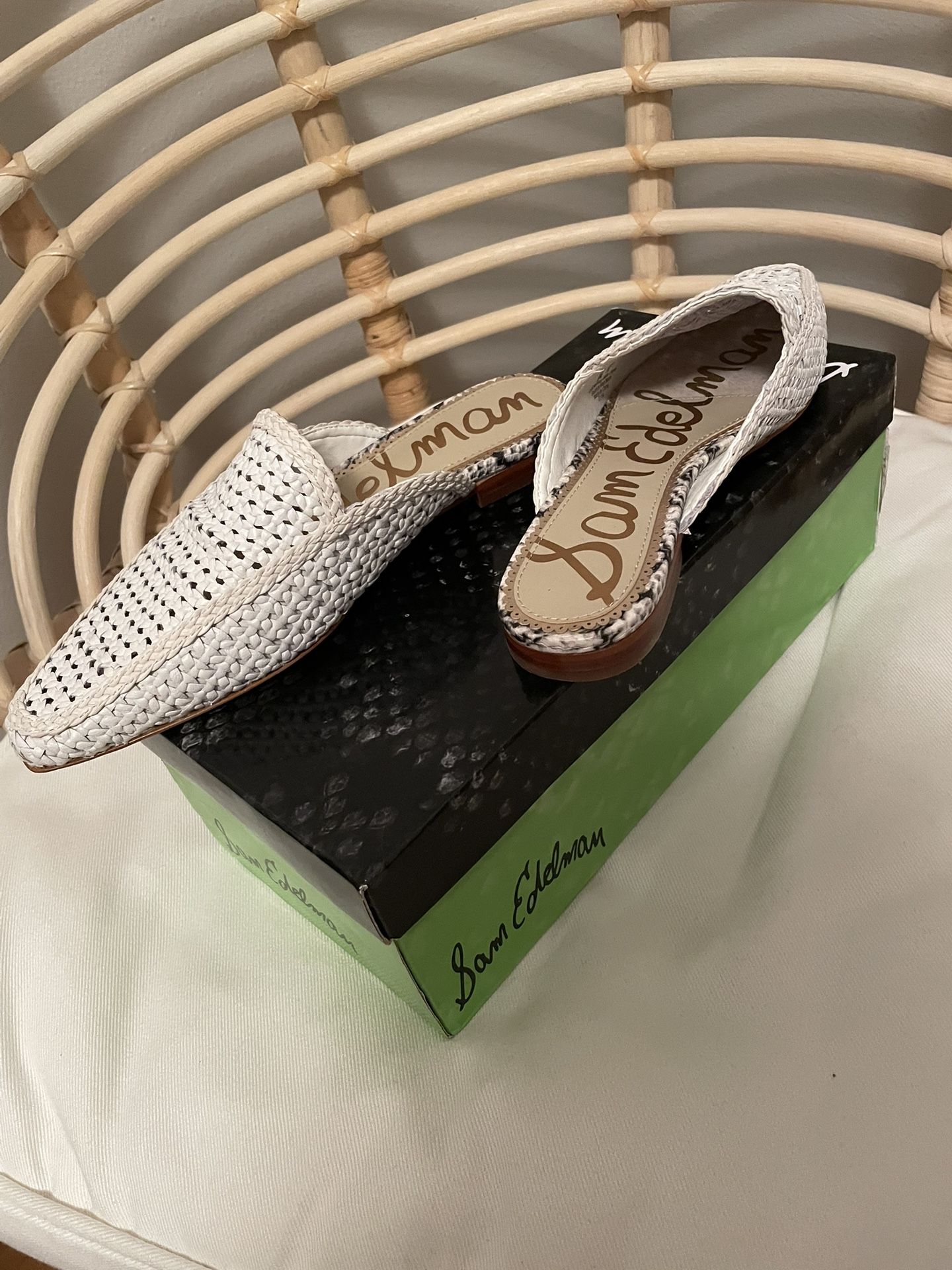 Sam Edelman White Leather Mules