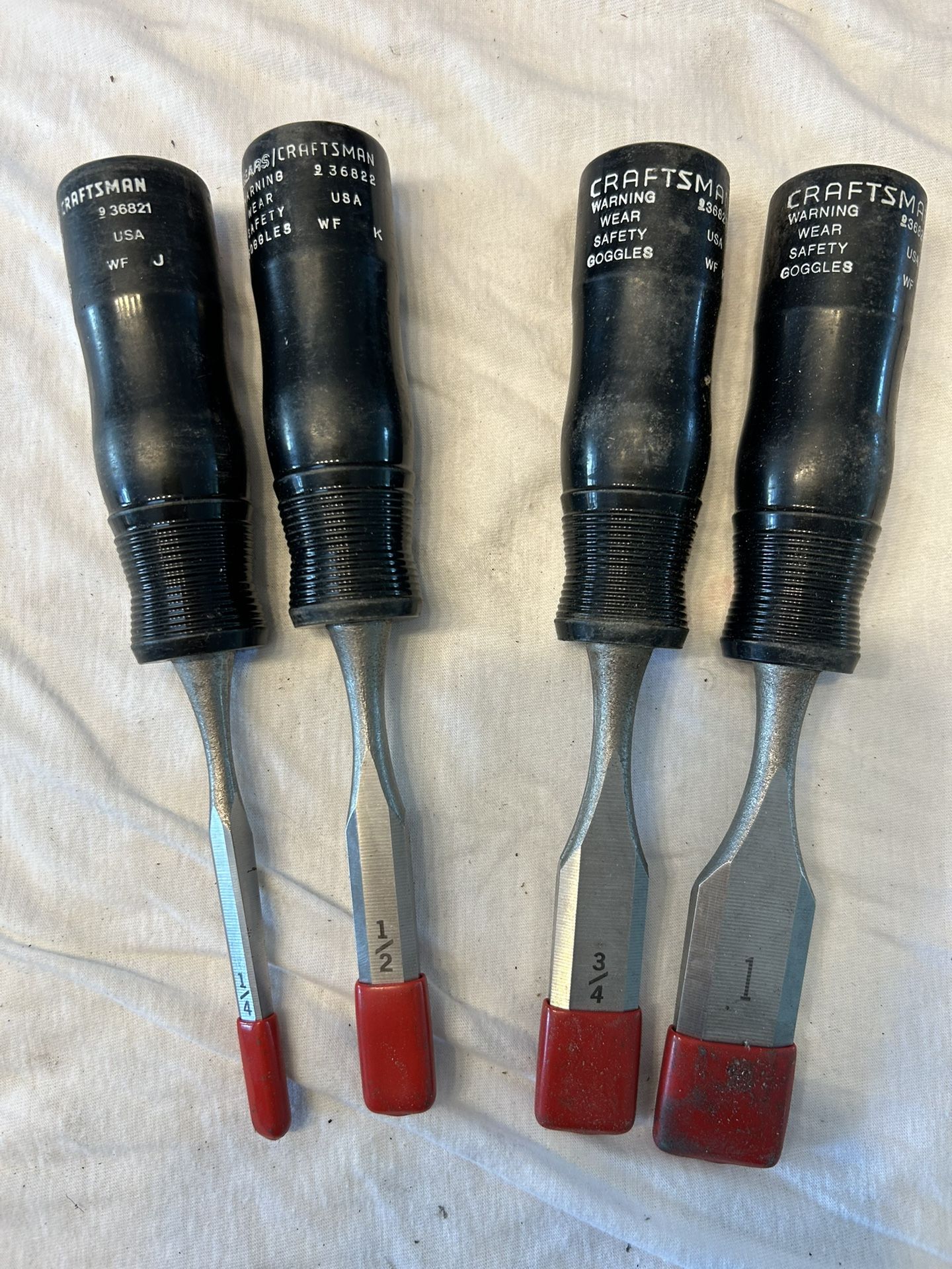 Vintage CRAFTSMAN 4-piece WOOD CHISEL SET #9 36868