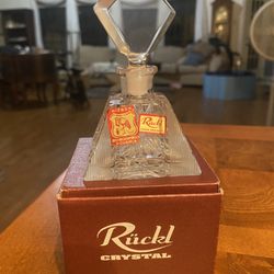 Vintage Bohemian Cut Crystal Czech Republic Perfume Bottle Cologne Bottle with Original Label
