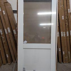 36" x 80" Clear Glass Slab Door, Half Lite Glass French Door Interior, Pre-Finished Paintable Single Panel for Living Room Pantry Laundry Closet Doors