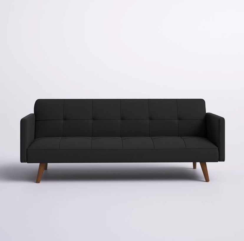 Wayfair Full / Double 70.5'' Upholstered Tufted Convertible Sofa Couch (Futon) in Black
