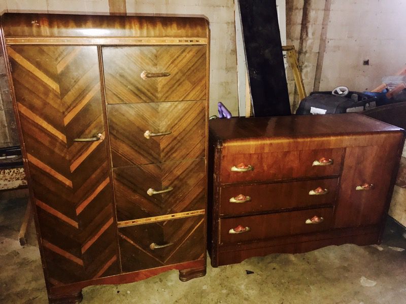 Antique armoire dresser combo