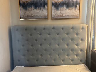 Light Blue Tufted Upholstered Headboard
