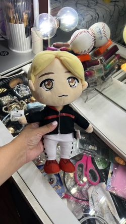 Jimin from BTSBlonde Plush Doll in Black Jacket & Red Shoes