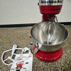 KitchenAid KV25G0XER Professional 5 Plus Series Stand Mixer w/ 5-quart stainless steel bowl-lift mixer, Empire Red, 450-455 watt motor