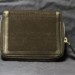 Calvin Klein Logo Canvas and Leather Wallet