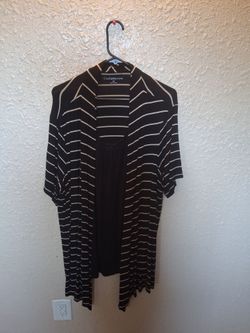 Croft & Barrow Black & Cream Striped Cardigan 2xl