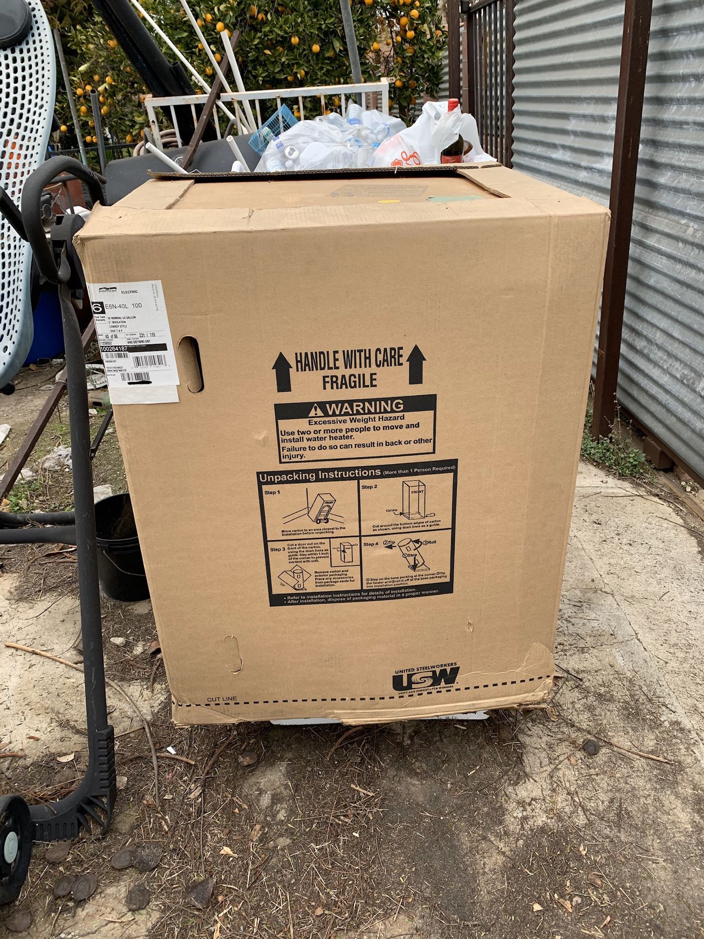 40 gallon low boy electric water heater made by American Water Heaters