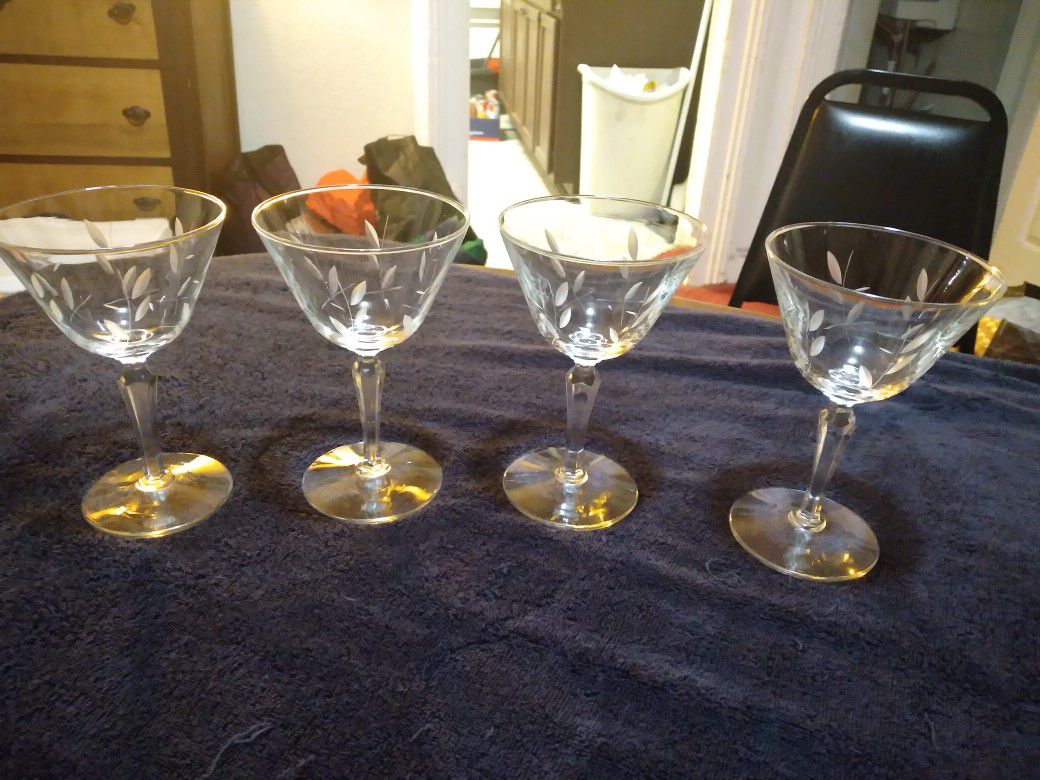 Vintage Crystal Wine Glasses 