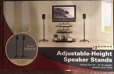 SANUS ADJUSTABLE-HEIGHT SPEAKER STANDS (PAIR)