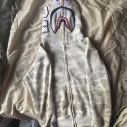 Á Bathing Ape Zip Up Hoodie All White Glow In The Dark 