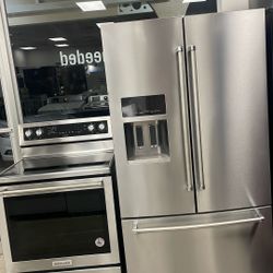 Set KitchenAid Stainless Steel, Stove And Refrigerator 