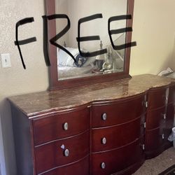 Cherry Wood Dresser With Mirror 