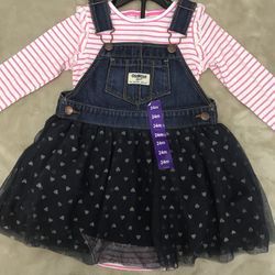 Oshkosh 2pc Denim Tulle Jumper Dress Available in Various sizes