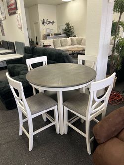 Round Counter Height Dining Table Set with 4 Chairs